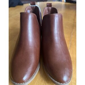 Universal Thread Nora Women Boots 8 1/2 Brown Leather Cut Out Ankle Bootie Shoes